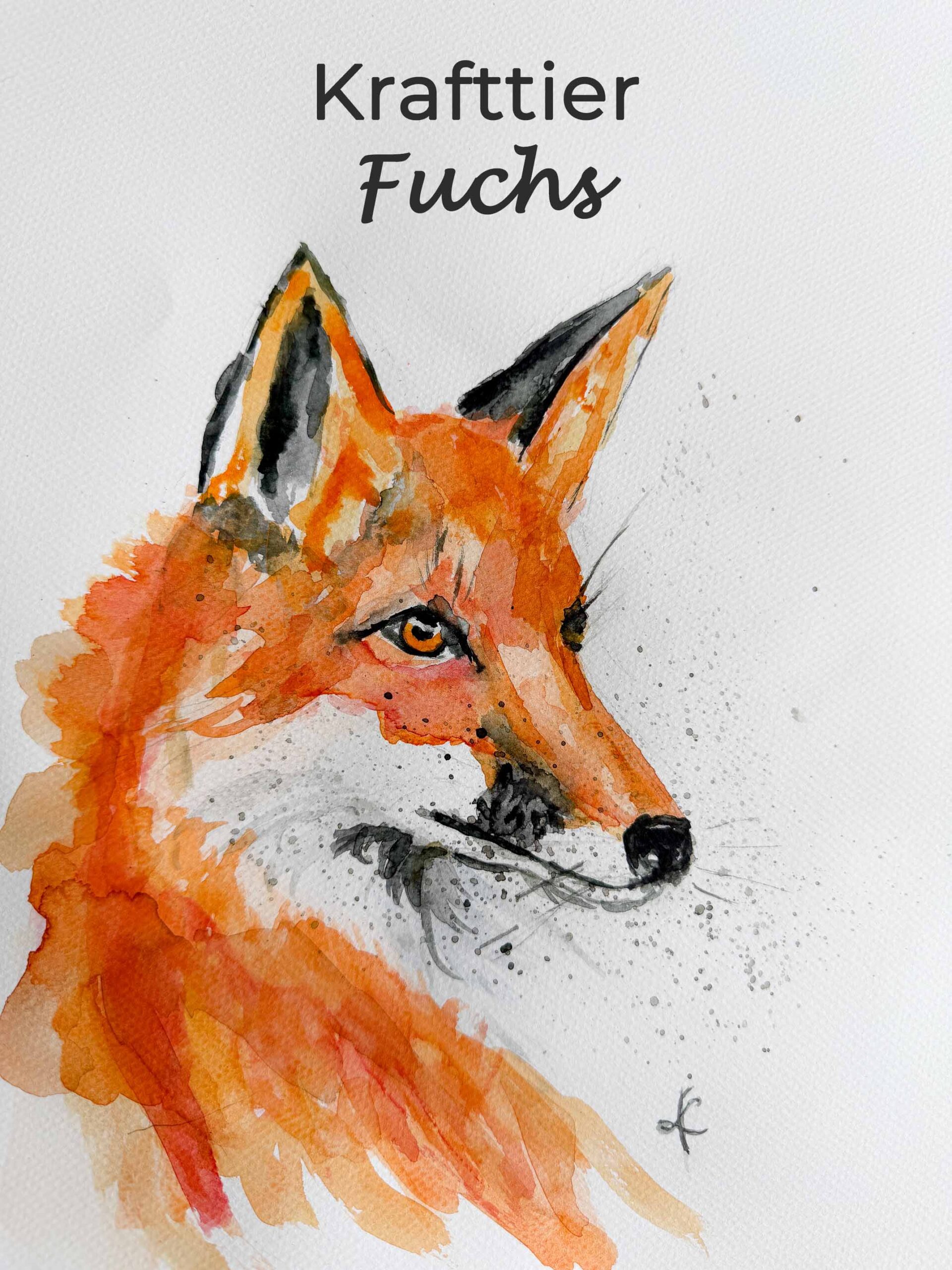 Krafttier Fuchs, Aquarell, schamanisches Krafttier