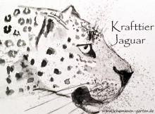 Krafttier Jaguar, spirituelle Bedeutung, Aquarell